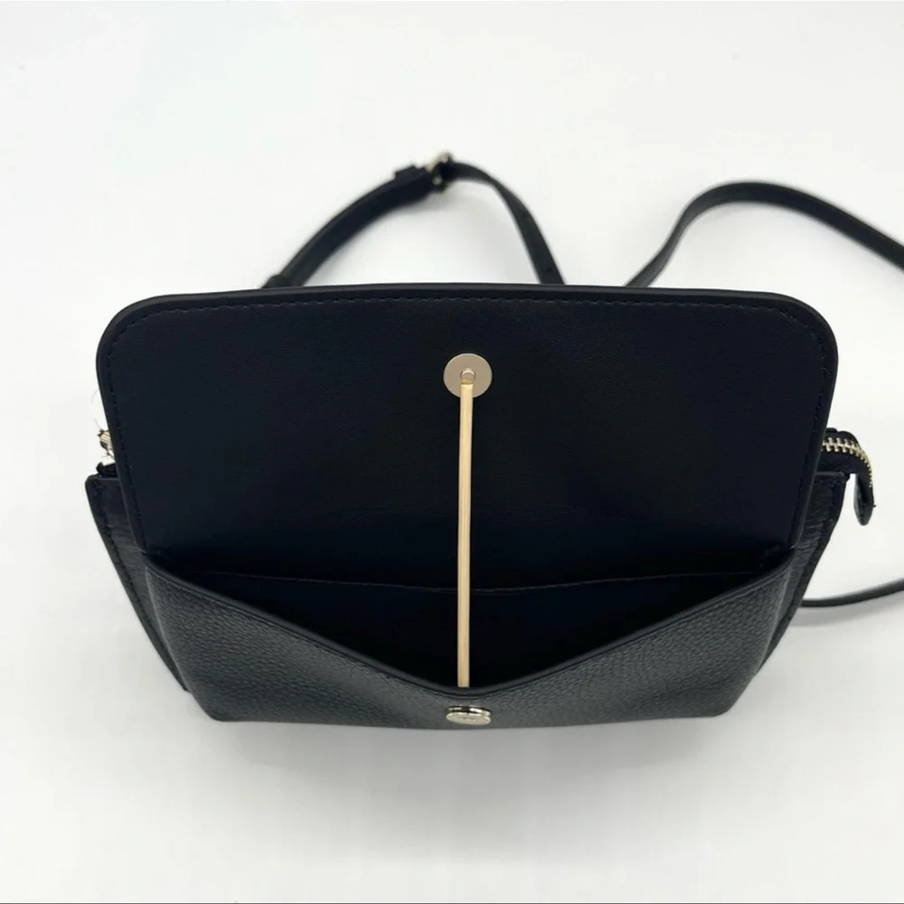 Kate Spade Leila Pebbled Leather Small Flap Crossbody Bag Black - Picture 6 of 10